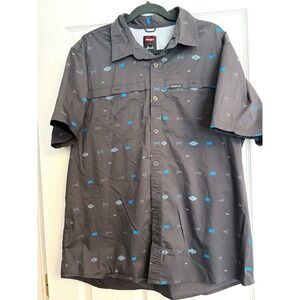 Wrangler Mens Outdoor XL‎ Gray Blue Southwestern Print Short Sleeve Button Shirt
